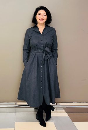 Rochie Lunga Groasa Gri Inchis