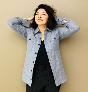 Camasa Dama Overshirt Gri-Bleu