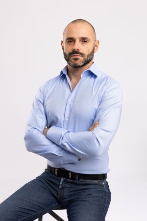 Camasa Barbati Slim Fit  Bumbac Easy-Iron “Simple Bleu”