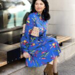 Rochie Scurta Vascoza Flori Albastre si Ciclamen