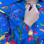 Rochie Scurta Vascoza Flori Albastre si Ciclamen