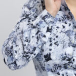 Camasa Dama Slim Fit Bumbac Flori Navy-Albe