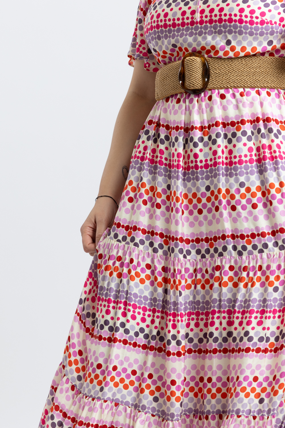 Rochia cu Volane Lisa Buline Multicolore 2 Rochia cu Volane Lisa Buline Multicolore - imagine 2