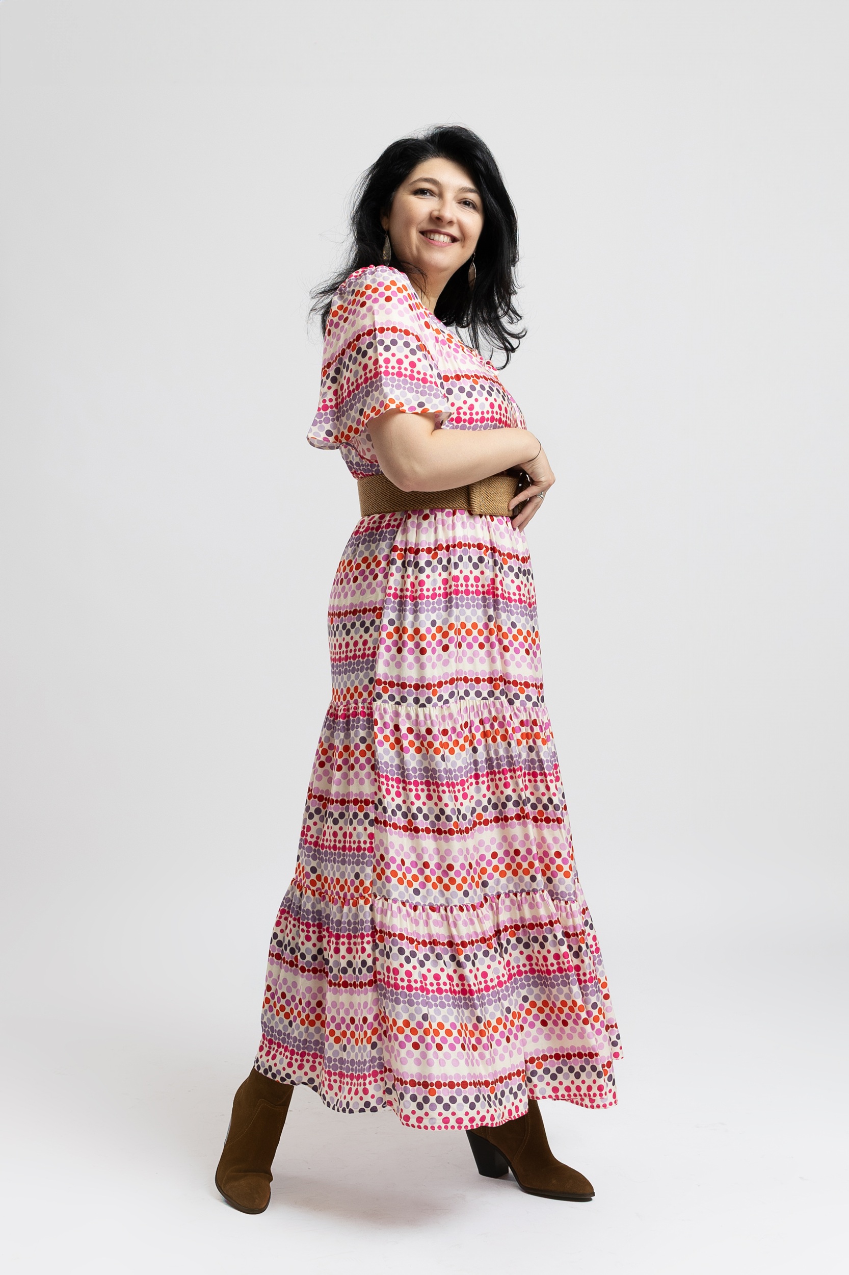 Rochia cu Volane Lisa Buline Multicolore 3 Rochia cu Volane Lisa Buline Multicolore - imagine 3