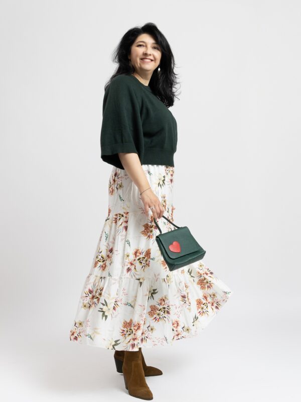 Rochie cu Volane Lisa Alba Flori de Camp