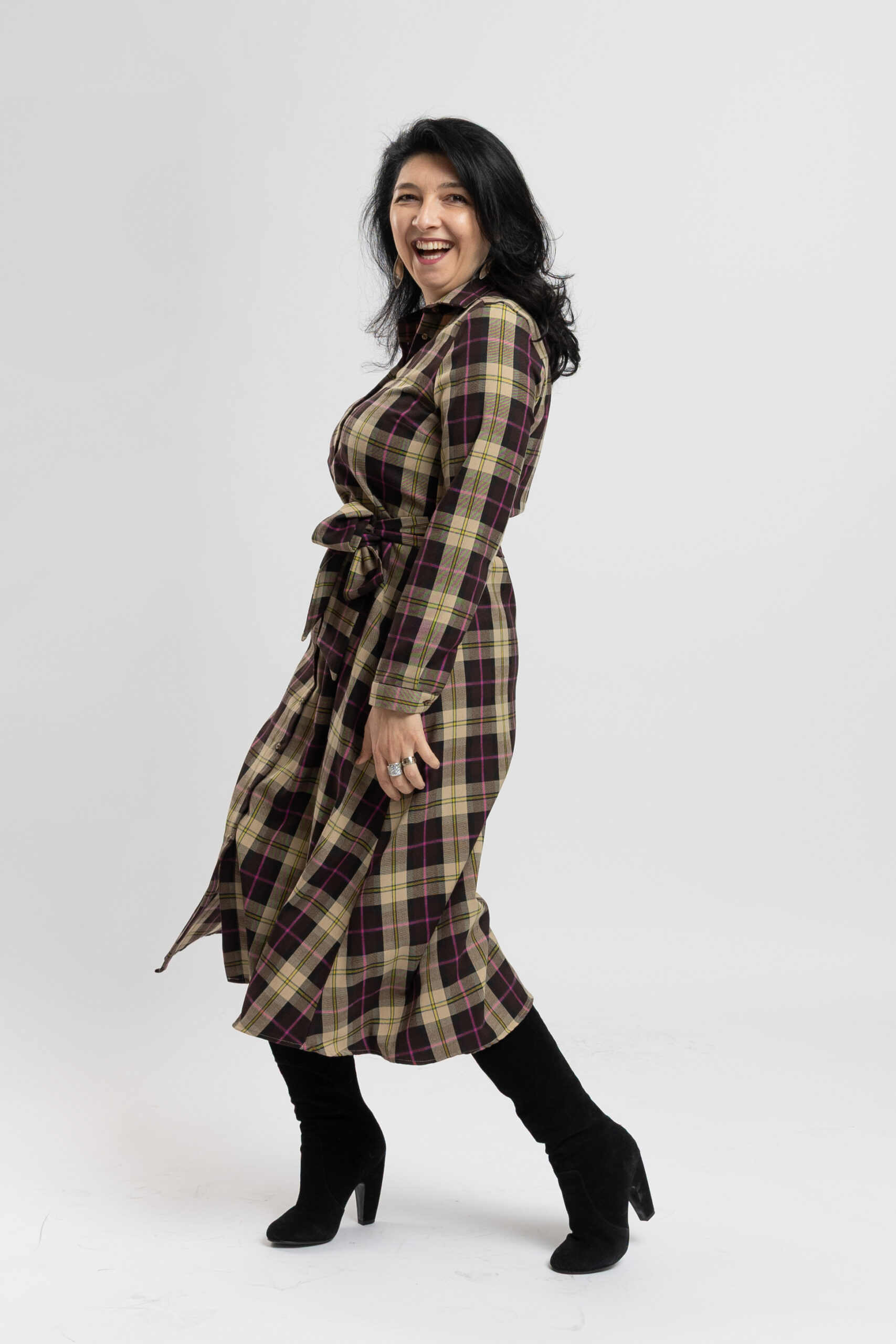 Rochie Camasa Lunga Bumbac Carouri Maro Fucsia 1 Rochie Camasa Lunga Bumbac Carouri Maro Fucsia