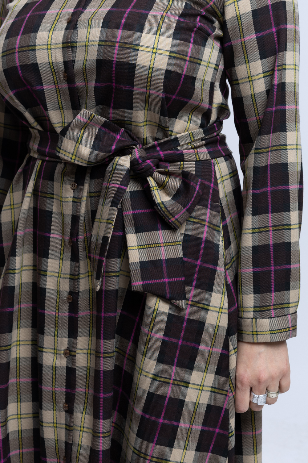 Rochie Camasa Lunga Bumbac Carouri Maro Fucsia 4 Rochie Camasa Lunga Bumbac Carouri Maro Fucsia - imagine 4