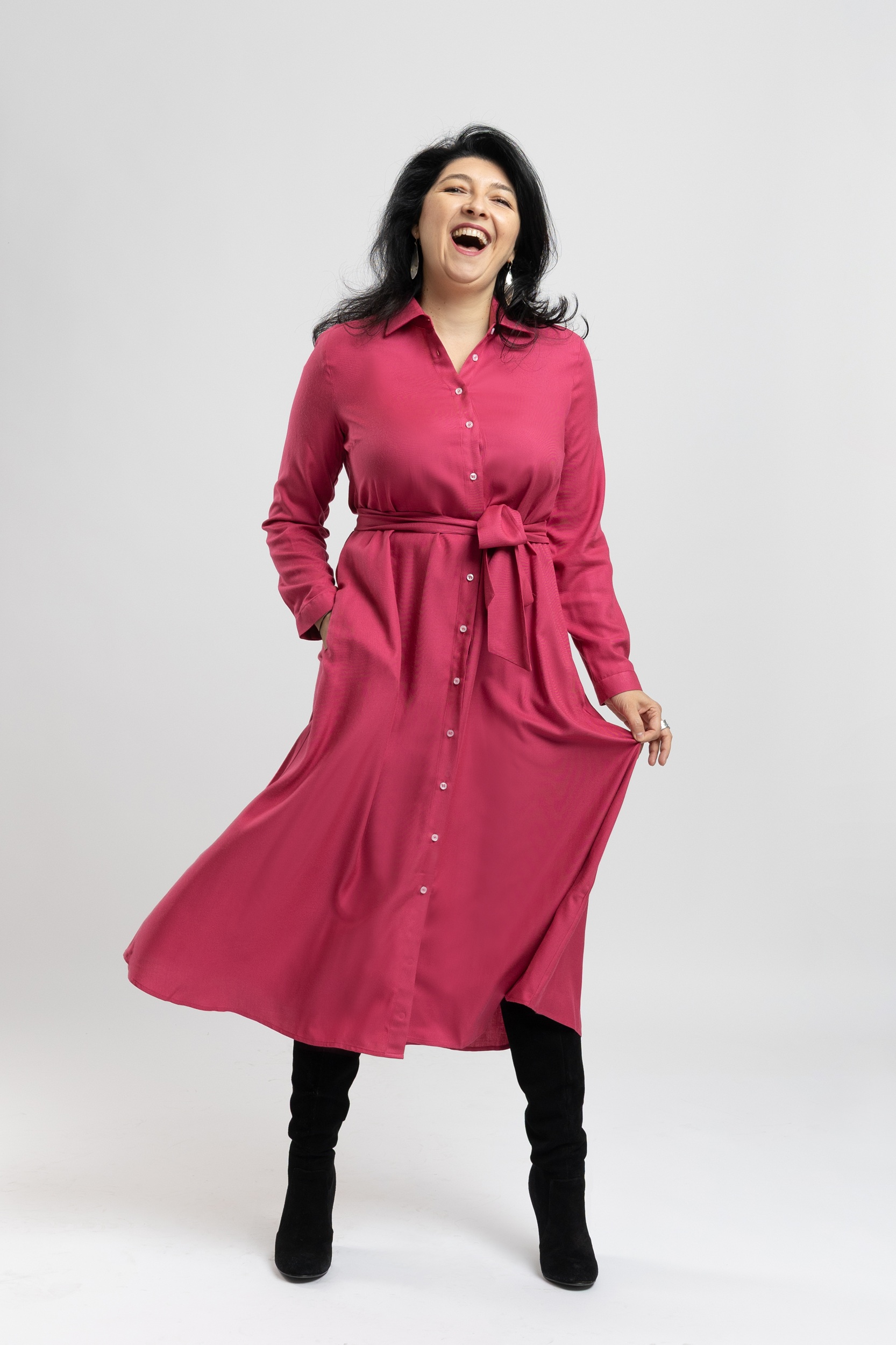 Rochie Camasa Lunga Bumbac Fucsia